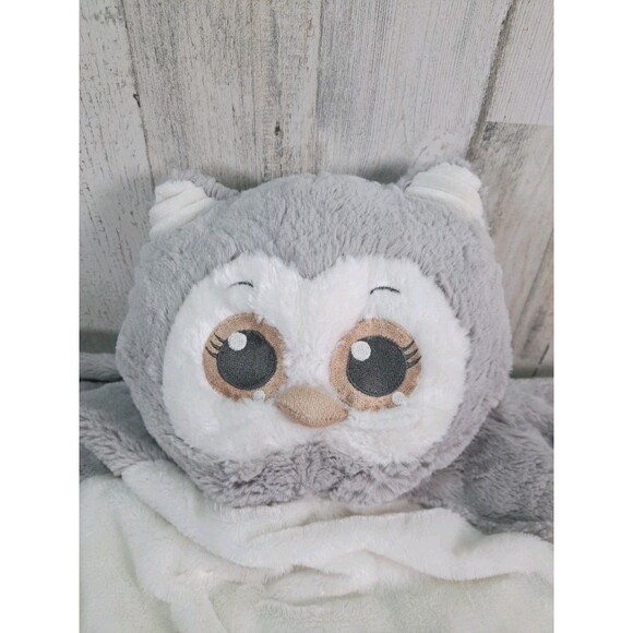 Plush Gray Owl Play Mat Belly Tummy Time Soft Bearington Baby Lovey Blanket 32" - Picture 5 of 13